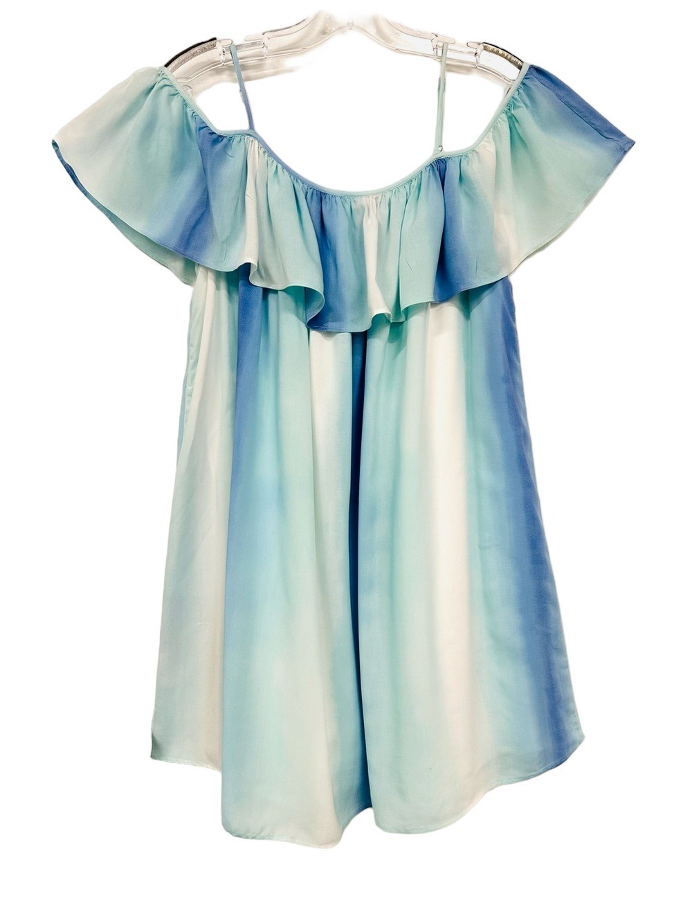 Polo Ralph Lauren Ombre Sundress Blue Ruffle Dress 14 Coastal Summer Beachy